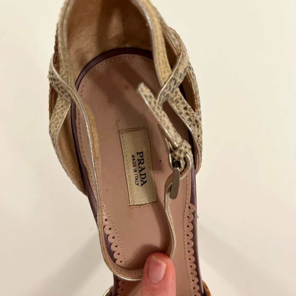 Vintage Prada Satin Peep-toe Dorsey Pumps with Rhinestone Heel - Picture 8 of 10